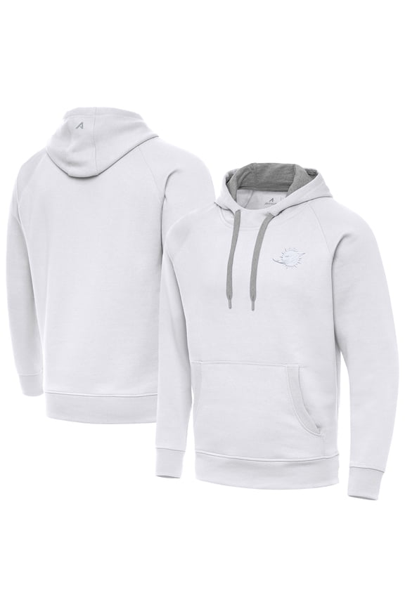 Men's Antigua White Miami Dolphins-Victory Pullover Hoodie