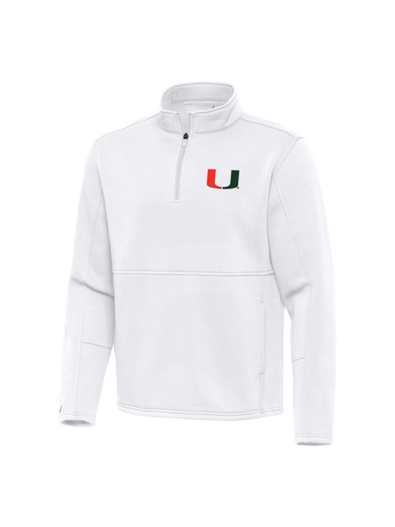 Men's Antigua White Miami Hurricanes Twist Quarter-Zip Pullover Jacket