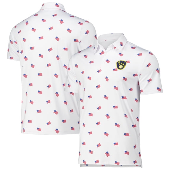 Men's Antigua White Milwaukee Brewers Americana Polo