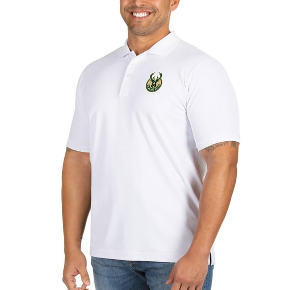 Men's Antigua White Milwaukee Bucks Big & Tall Legacy Pique Polo