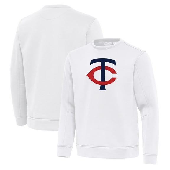 Men's Antigua White Minnesota Twins Relevant Lightweight Pullover Sweatshirt