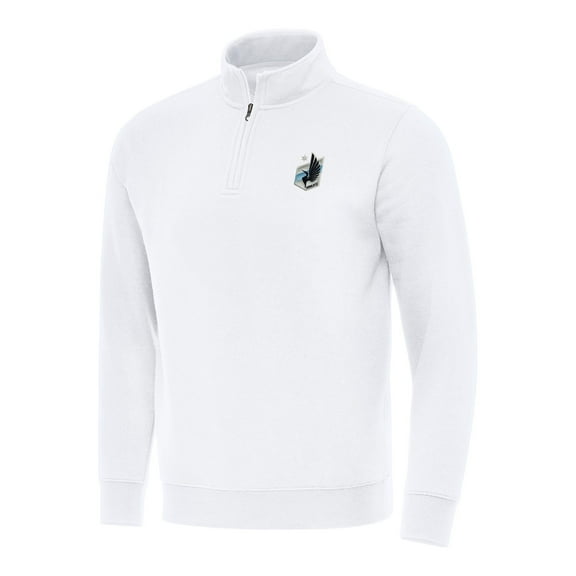 Men's Antigua White Minnesota United FC Victory Quarter-Zip Jacket
