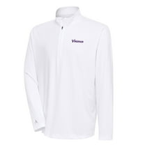 Men's Antigua White Minnesota Vikings Team Logo Throwback Tribute Quarter-Zip Pullover Top