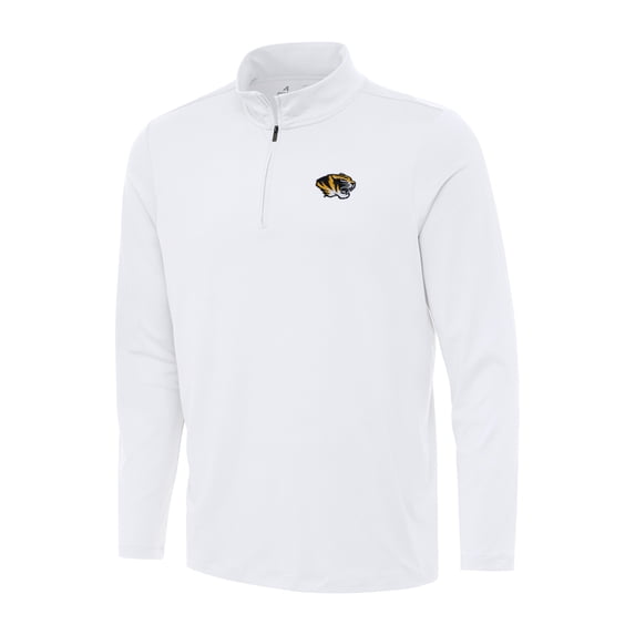 Men's Antigua White Missouri Tigers Reprocess Quarter-Zip Top