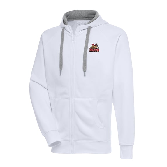 Men's Antigua White Modesto Nuts Victory Full-Zip Hoodie