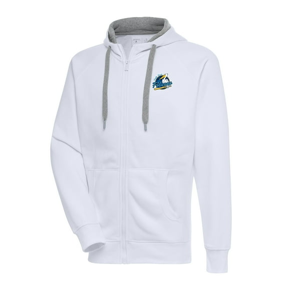 Men's Antigua White Myrtle Beach Pelicans Victory Full-Zip Hoodie