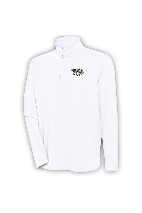 Men's Antigua White Nashville Predators Hunk Quarter-Zip Pullover Top