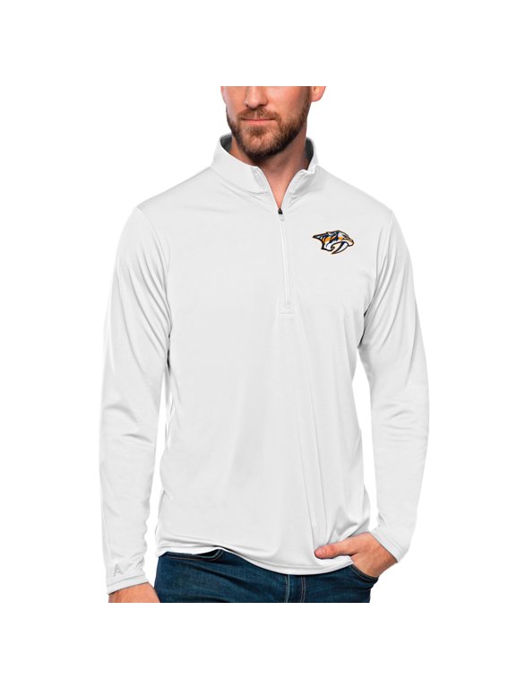 Men's Antigua White Nashville Predators Tribute Quarter-Zip Pullover Top