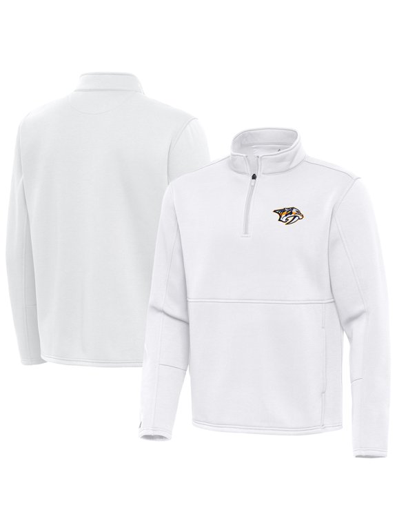 Men's Antigua White Nashville Predators Twist Quarter-Zip Pullover Jacket