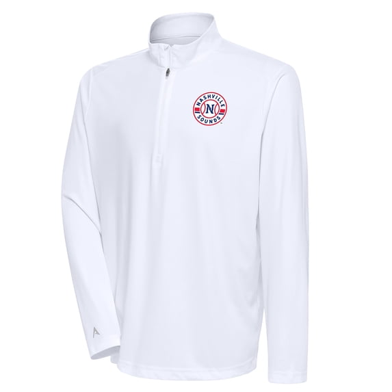 Men's Antigua White Nashville Sounds Tribute Quarter-Zip Pullover Top