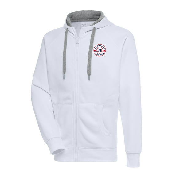Men's Antigua White Nashville Sounds Victory Full-Zip Hoodie