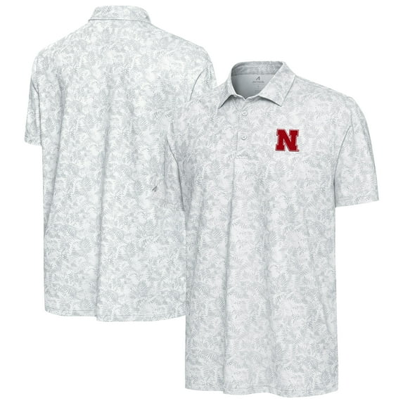 Men's Antigua White Nebraska Huskers Lush Polo