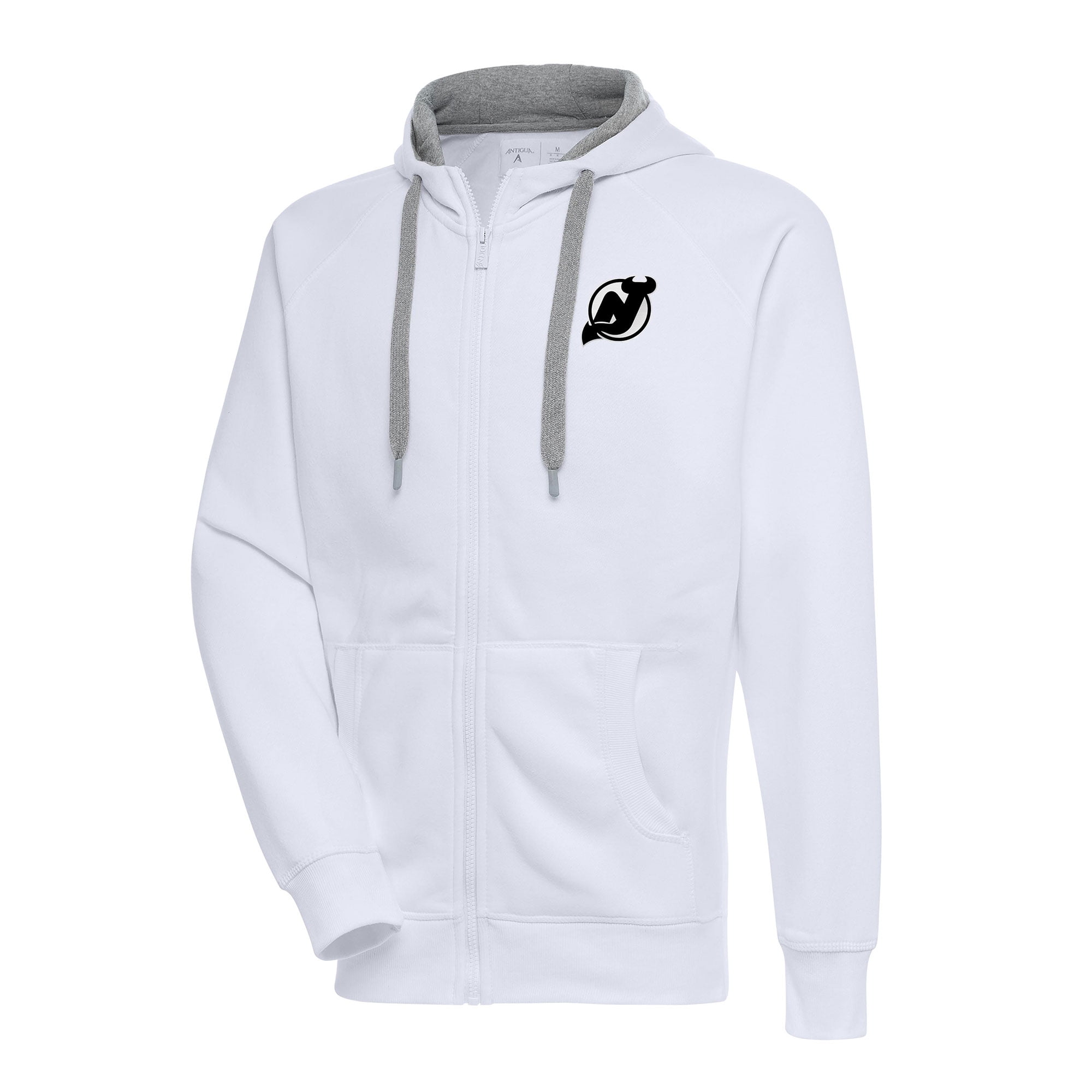Men's Antigua White New Jersey Devils Metallic Logo Victory Full-Zip ...