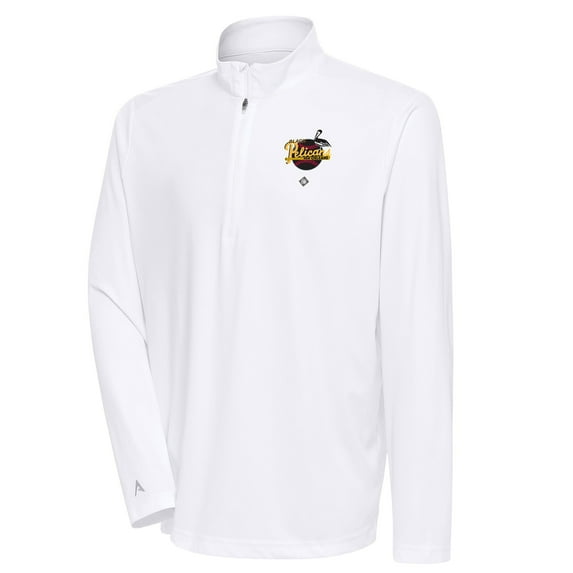 Men's Antigua White New Orleans Black Pelicans Tribute Quarter-Zip Pullover Top