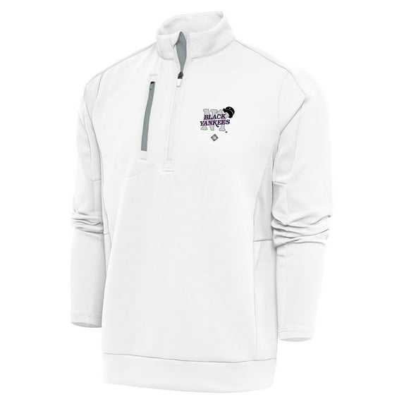 Men's Antigua White New York Black Yankees Generation Quarter-Zip Pullover Top