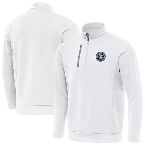 Men's-Antigua  White New York City FC Fortune Quarter-Zip Pullover