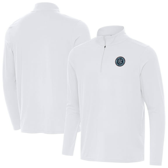 Men's Antigua White New York City FC Intent Quarter-Zip Pullover