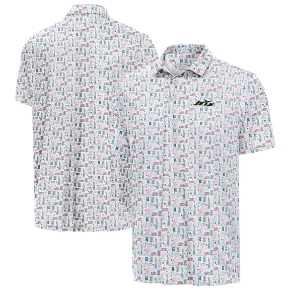 Men's Antigua White New York Jets America 250 Freedom Desert Dry Polo