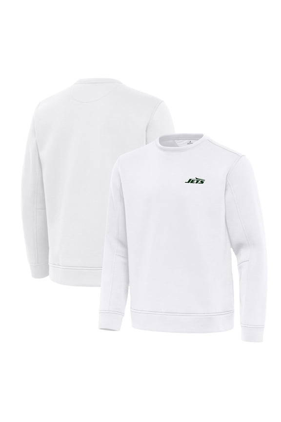 Men's Antigua White New York Jets Relevant Lightweight Pullover Sweatshirt