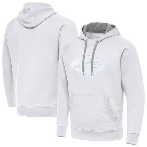 Men's Antigua White New York Jets Victory Pullover Hoodie
