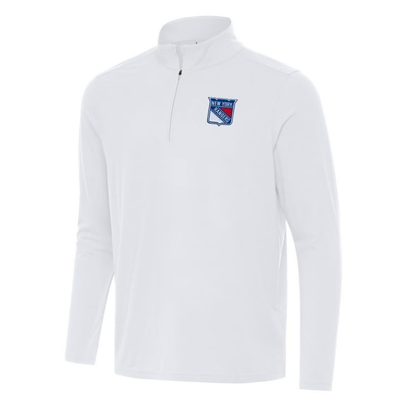 Men's Antigua White New York Rangers Intent Quarter-Zip Top
