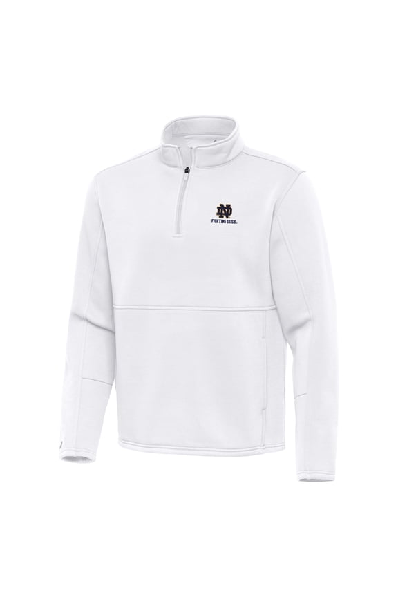 Men's Antigua White Notre Dame Fighting Irish Twist Quarter-Zip Pullover Jacket