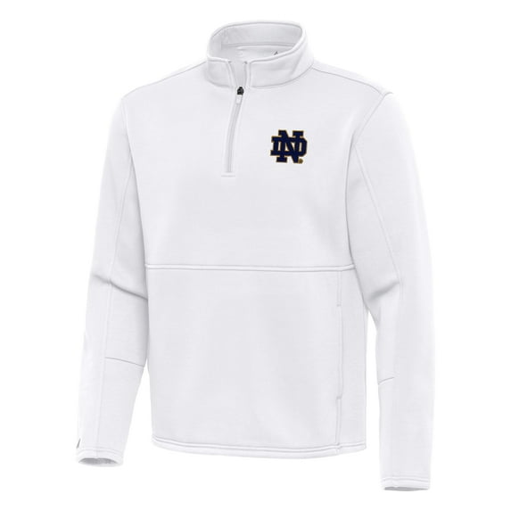 Men's Antigua White Notre Dame Fighting Irish Twist Quarter-Zip Pullover Jacket