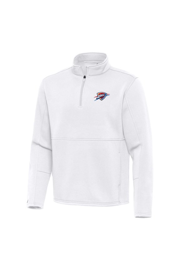 Men's Antigua White Oklahoma City Thunder Twist Quarter-Zip Pullover Top