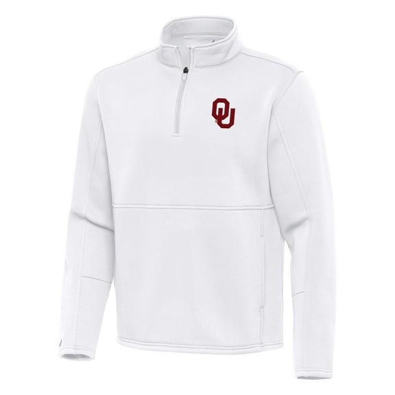 Men's Antigua White Oklahoma Sooners Twist Quarter-Zip Pullover Jacket