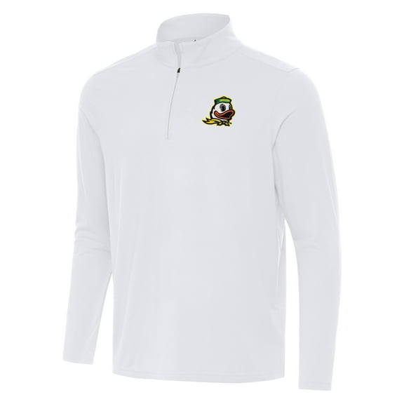 Men's Antigua White Oregon Ducks Intent Quarter-Zip Top