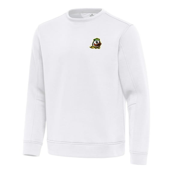 Men's Antigua White Oregon Ducks Relevant Lightweight Pullover Sweatshirt