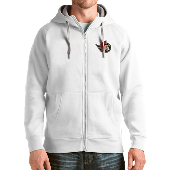 Men's Antigua White Ottawa Senators Logo Victory Full-Zip Hoodie