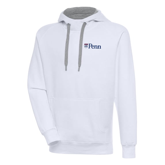 Men's Antigua White Pennsylvania Quakers Victory Pullover Hoodie