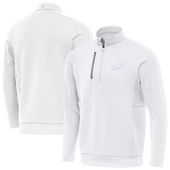 Men's Antigua White Philadelphia Eagles Generation Quarter-Zip Top