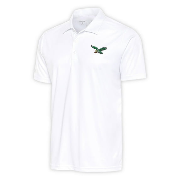 Men's Antigua White Philadelphia Eagles Team Logo Throwback Tribute Polo