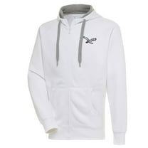 Men's Antigua White Philadelphia Eagles Throwback Logo Victory Full-Zip Hoodie