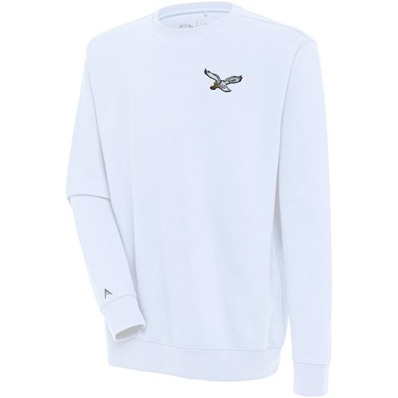 Men's Antigua White Philadelphia Eagles Throwback Logo Victory Pullover Sweatshirt