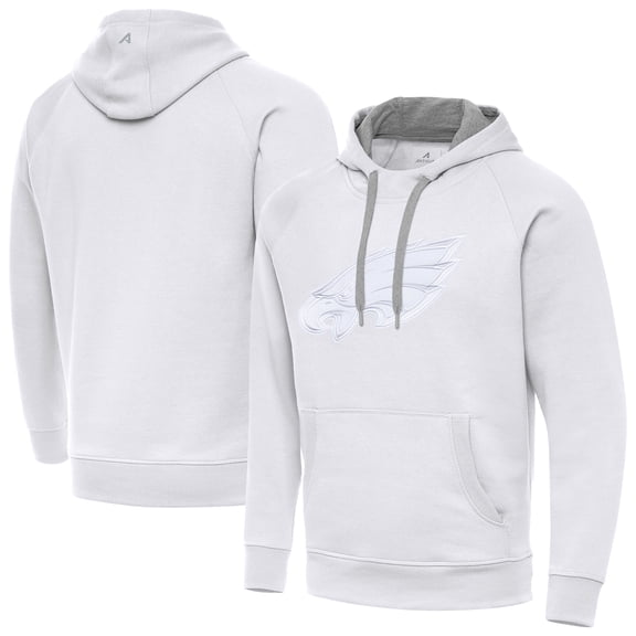 Men's Antigua White Philadelphia Eagles Victory Pullover Hoodie