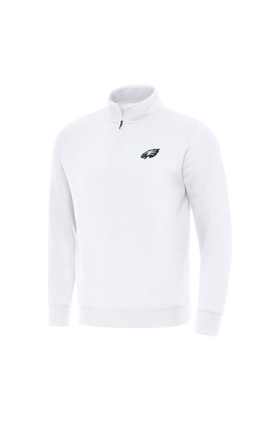 Men's Antigua White Philadelphia Eagles Victory Quarter-Zip Pullover Top