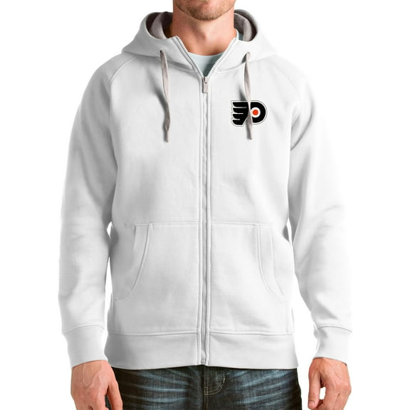 Men's Antigua White Philadelphia Flyers Logo Victory Full-Zip Hoodie