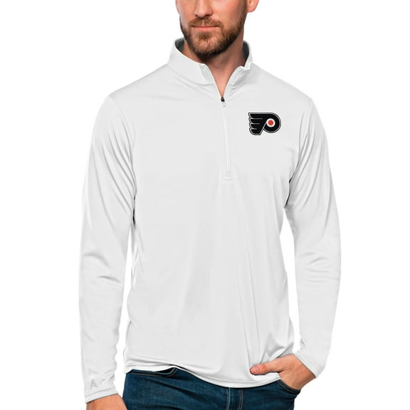 Men's Antigua White Philadelphia Flyers Tribute Quarter-Zip Pullover Top