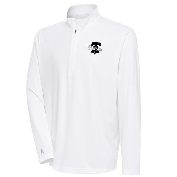 Men's Antigua White Philadelphia Phillies Metallic Tribute Quarter-Zip Top