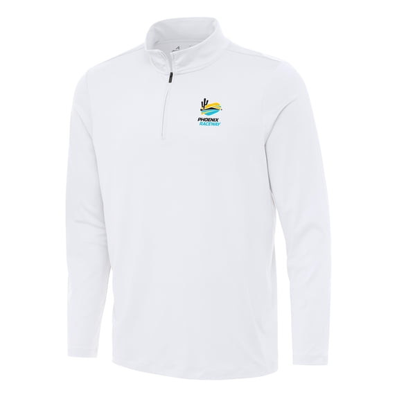 Men's-Antigua White Phoenix Raceway Reprocess Quarter-Zip Top