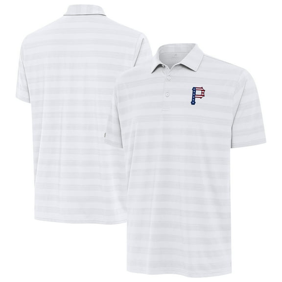 Men's Antigua White Pittsburgh Pirates Tunnel Stars and Stipes Team Logo Polo
