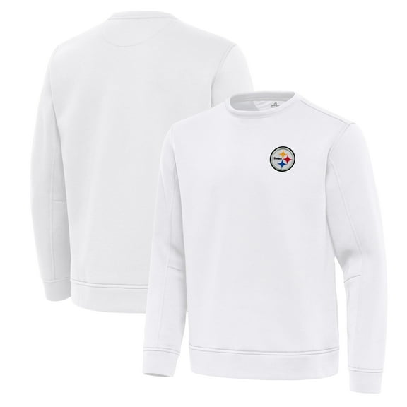 Men's Antigua White Pittsburgh Steelers Relevant Lightweight Pullover Sweatshirt