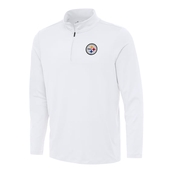 Men's Antigua White Pittsburgh Steelers Reprocess Quarter-Zip Top