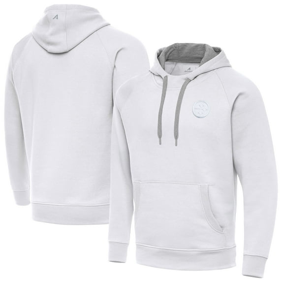 Men's Antigua White Pittsburgh Steelers-Victory Pullover Hoodie