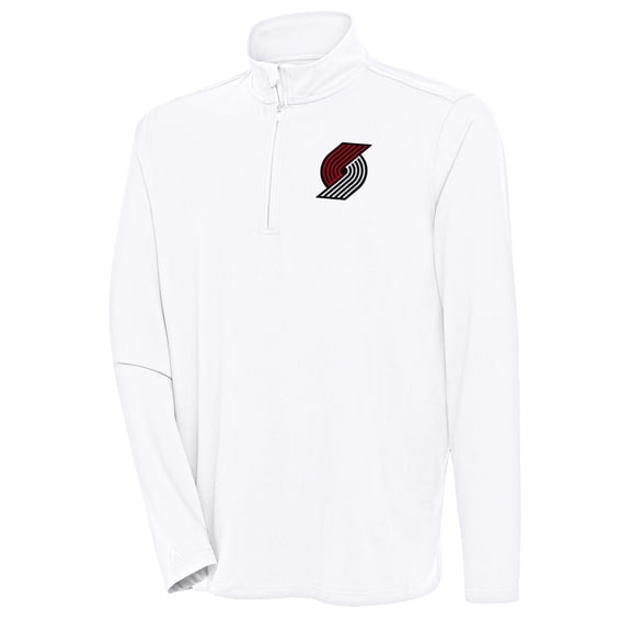 Men's Antigua  White Portland Trail Blazers Hunk Quarter-Zip Pullover Top