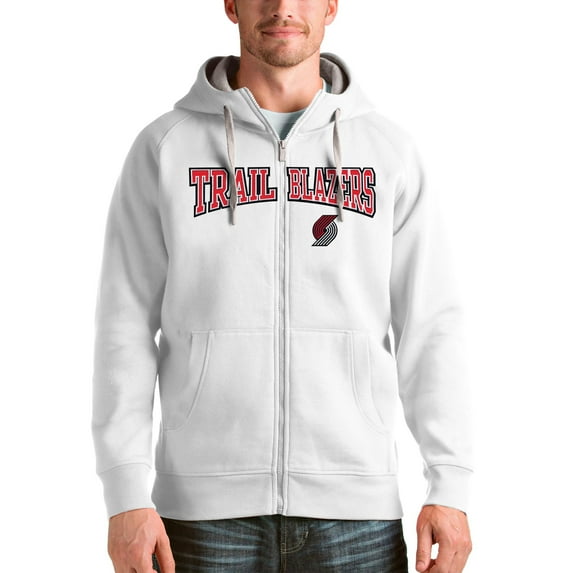Men's Antigua White Portland Trail Blazers Victory Full-Zip Hoodie