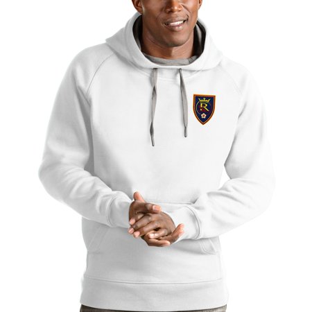 Men's Antigua White Real Salt Lake Logo Victory Pullover Hoodie